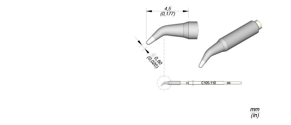 C105110 - Cartridge Bent Ø 0,5 C105110 - Cartridge Bent Ø 0,5