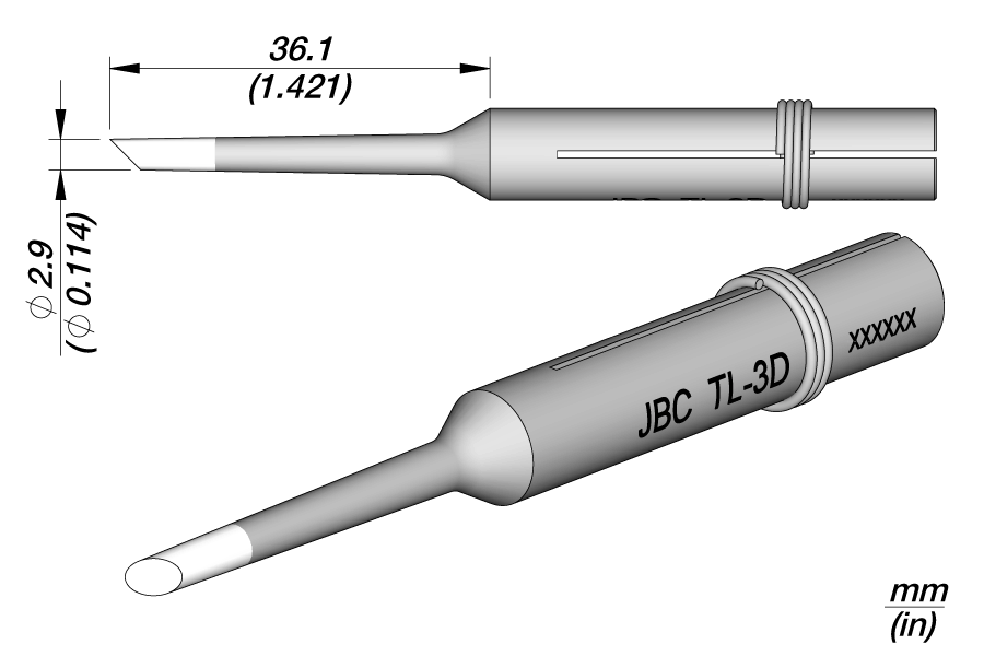 0300806 JBC TOOLS - Pointe, ongulé; 3mm; pour le fer à souder; JBC-TL3D