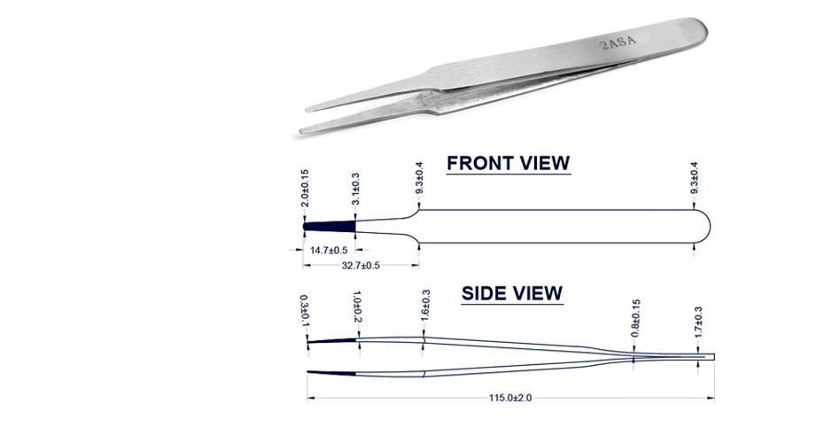 8002115 - 2A SA Round-tipped Tweezers 8002115 - 2A SA Round-tipped Tweezers
