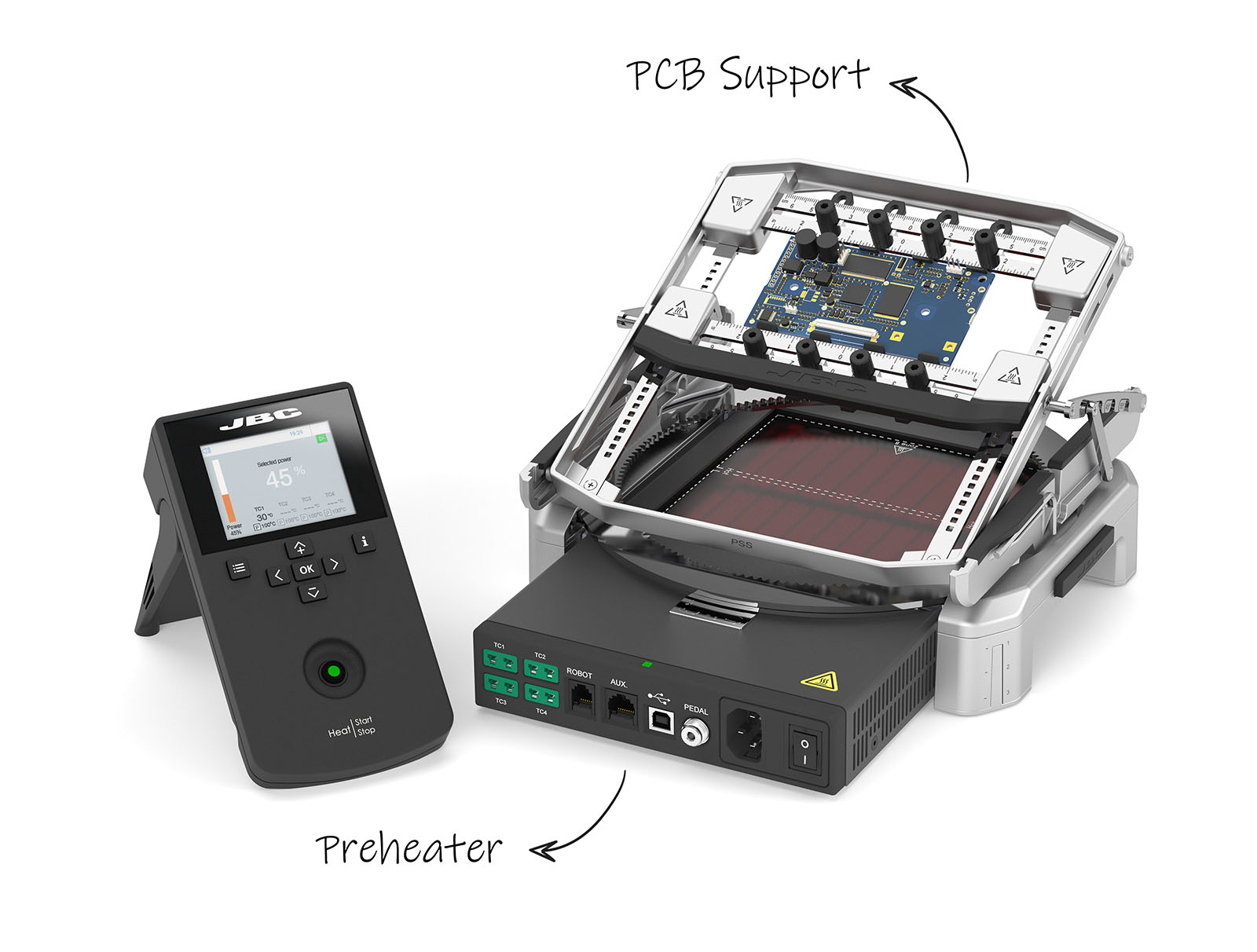 PHSMK - Multiaxis Preheater Set for PCBs up to 13 x 13 cm / 5 x 5