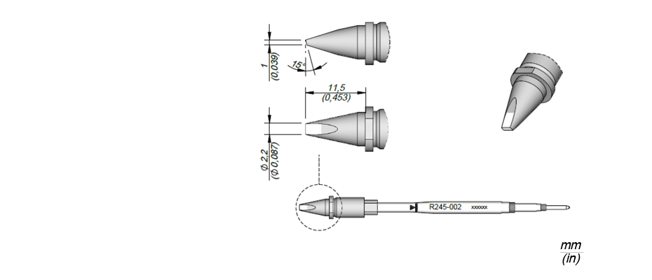 R245002 - Cartridge Chisel 2,2 x 1 R245002 - Cartridge Chisel 2,2 x 1