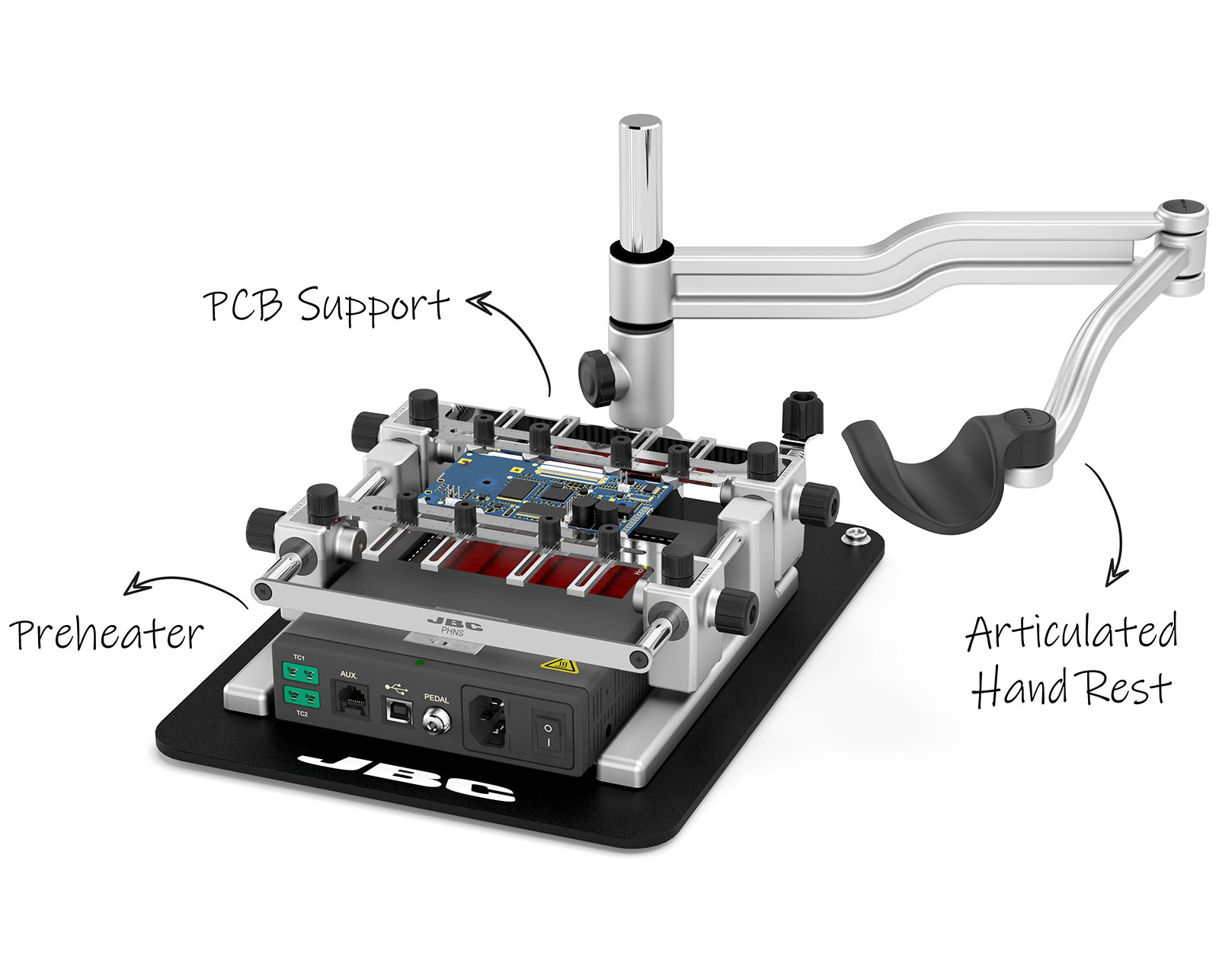 RBN - Rework Bench for PCBs up to 11 x 7 cm / 4 x 3