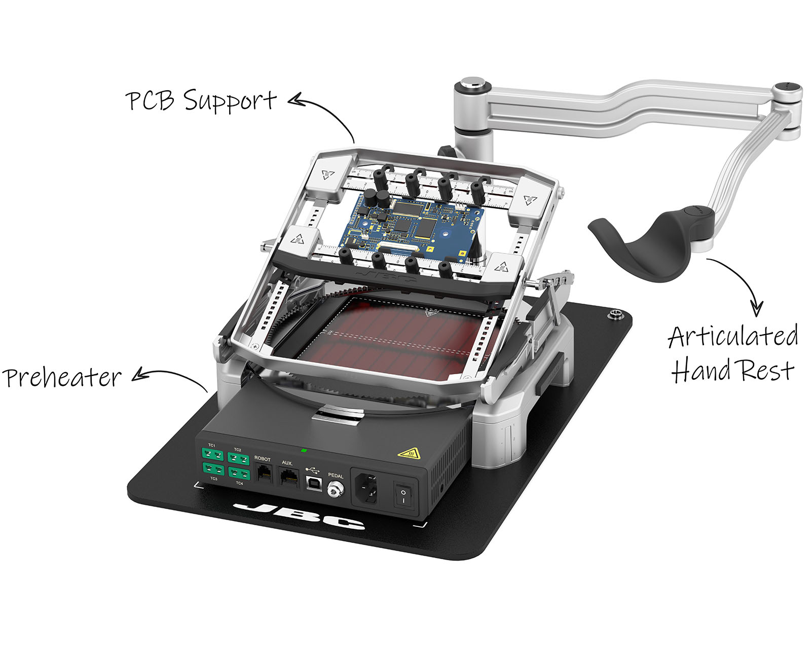 RBSM - Multiaxis Rework Bench for PCBs up to 13 x 13 cm / 5 x 5 in